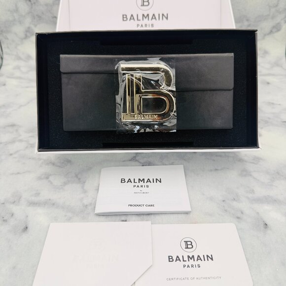 Balmain Sunglasses Holder, Black Wide Hard Case, White Box, Soft Drawstring Bag - Picture 1 of 7